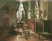 Harriet Backer Interior med figurer oil painting reproduction